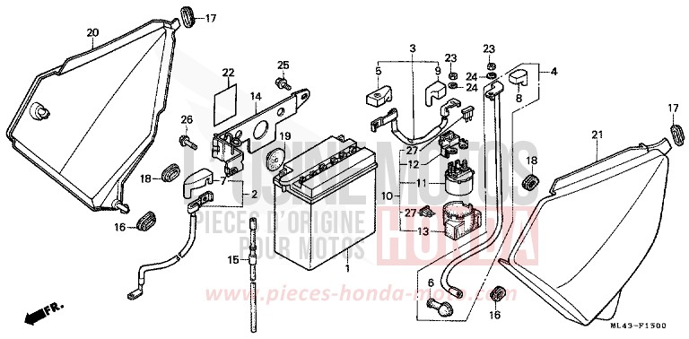 SEITENABDECKUNG/BATTERIE von CB1300 Super Bold'or ABS SHASTA WHITE (NH138) von 1988
